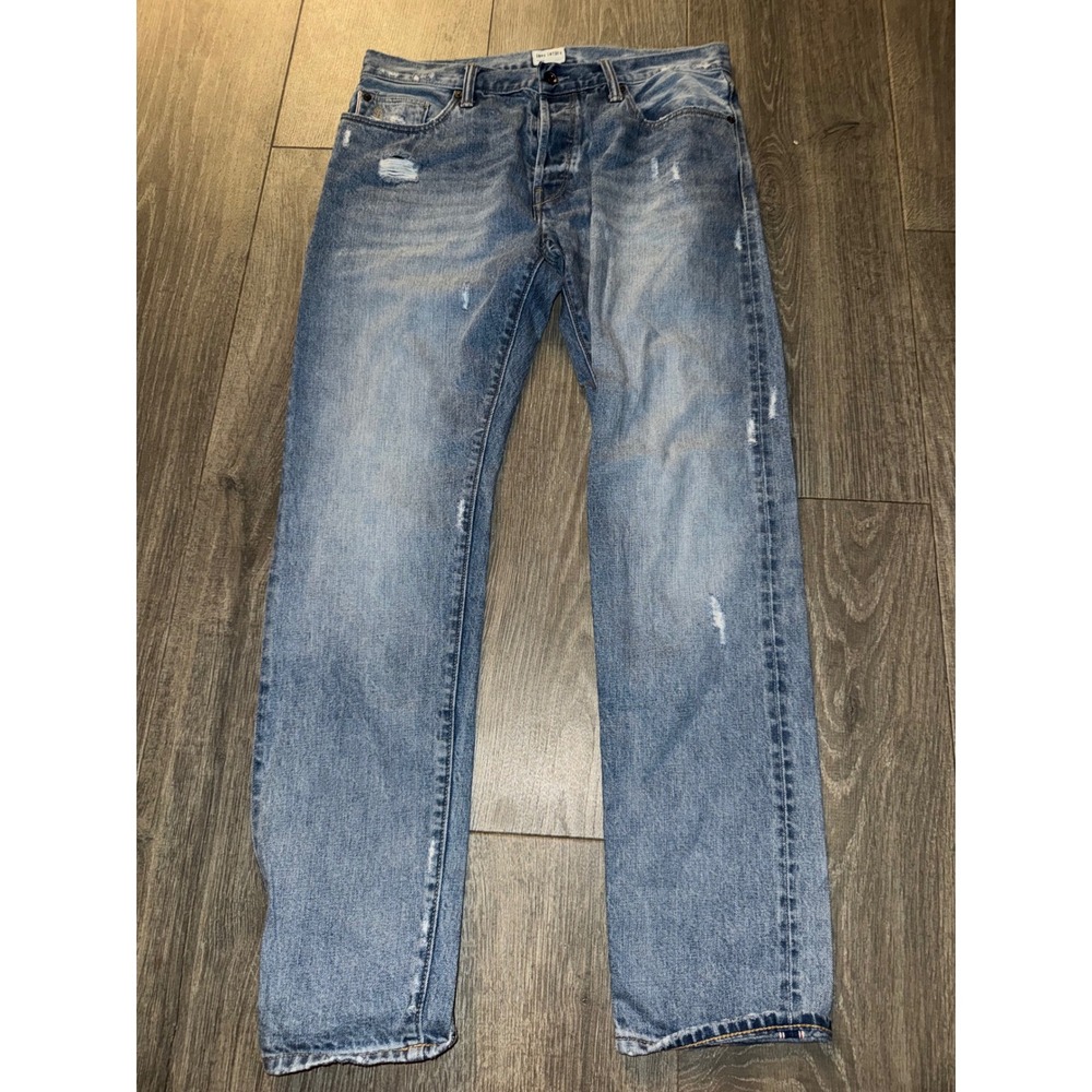 Todd Snyder Slim Fit Distressed Light Wash Denim Jeans 32x32 Mens Button fly